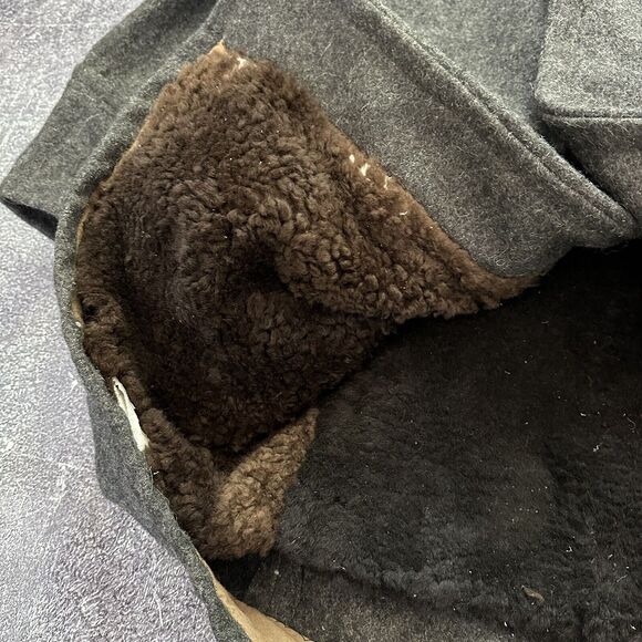 Vintage 1940's WWII Soviet Union USSR Wool Buffalo Fur Lined Field Coat Jacket - Picture 8 of 10